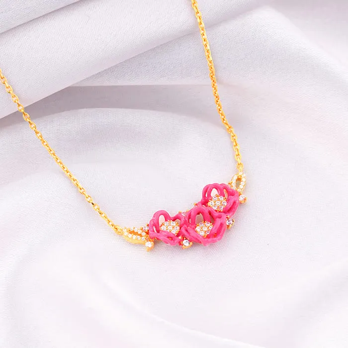 Golden Pink Brahma Kamal Necklace Giva