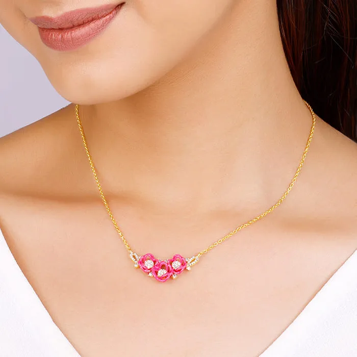 Golden Pink Brahma Kamal Necklace Giva