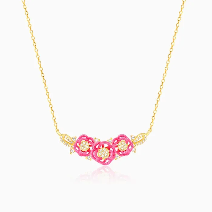 Golden Pink Brahma Kamal Necklace Giva