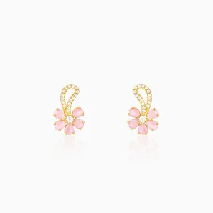 Golden Pink Floral Damsel Earrings Giva