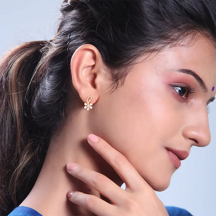 Golden Pink Floral Damsel Earrings Giva