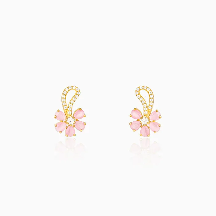 Golden Pink Floral Damsel Earrings Giva