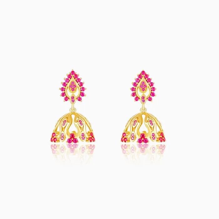 Golden Rani Pink Jhumki Earrings Giva