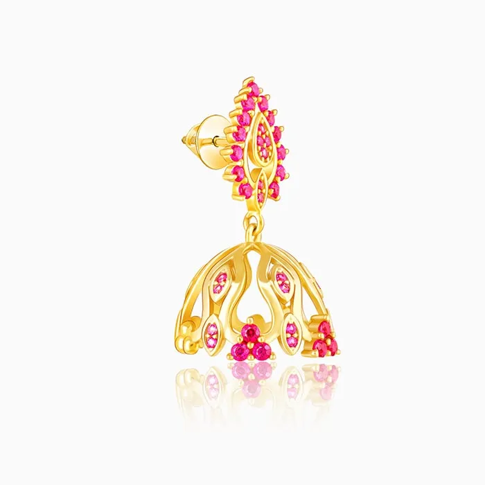 Golden Rani Pink Jhumki Earrings Giva