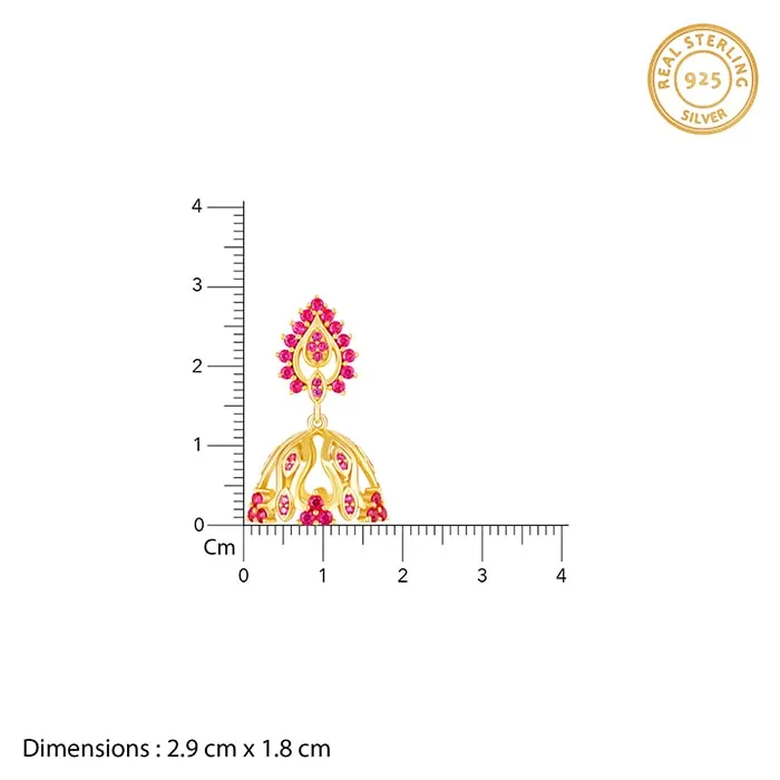 Golden Rani Pink Jhumki Earrings Giva