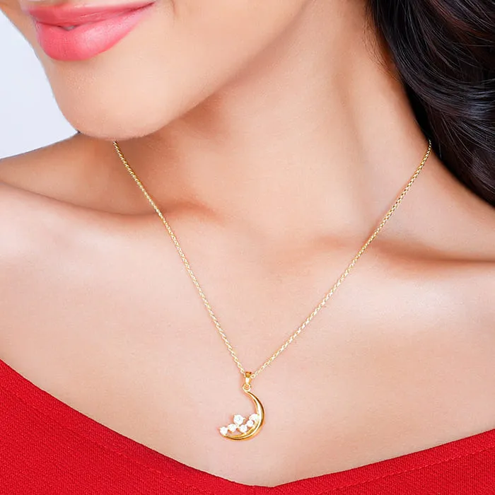 Golden Romancing On The Moon Pendant with Link Chain Giva
