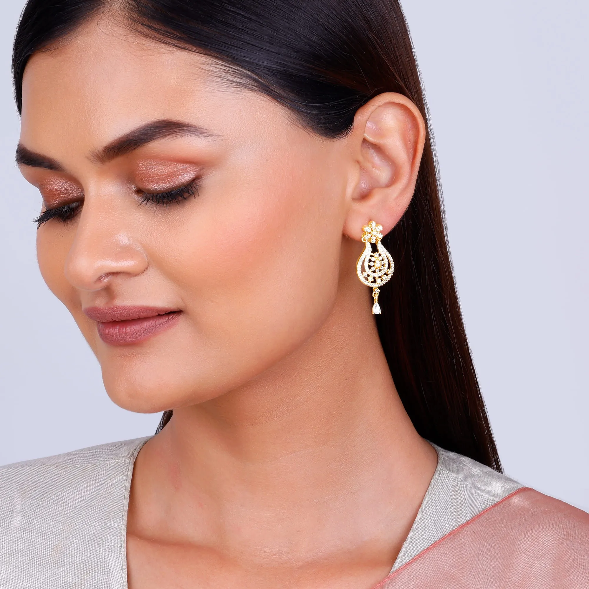 Golden Roohi Chandbali Earrings Giva