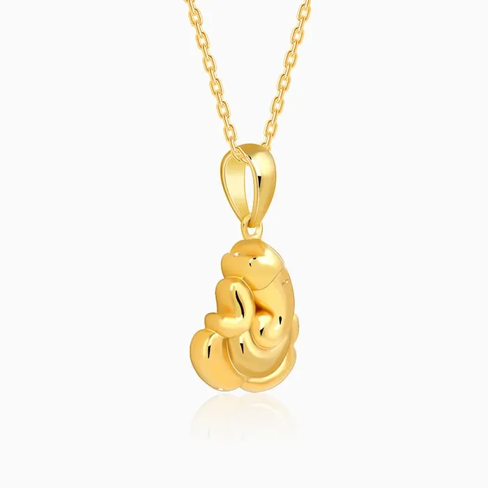 Golden Shree Ganpati Pendant With Link Chain Giva