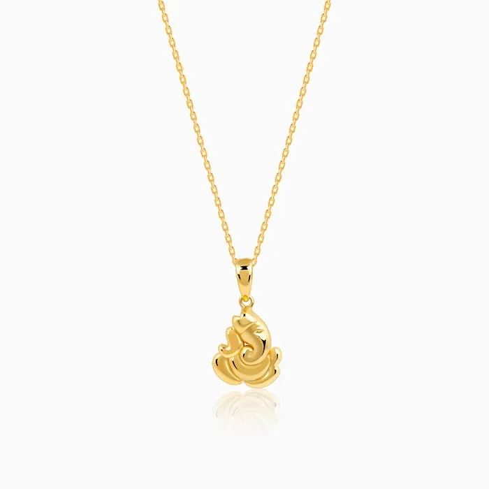 Golden Shree Ganpati Pendant With Link Chain Giva