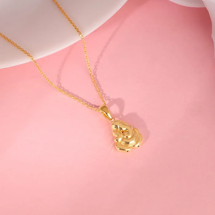 Golden Shree Ganpati Pendant With Link Chain Giva