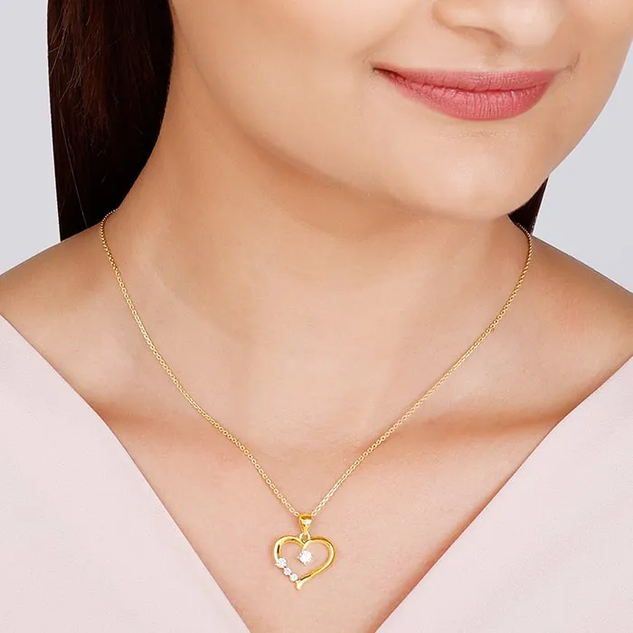 Golden Solitaire Heart Pendant with Link Chain Giva