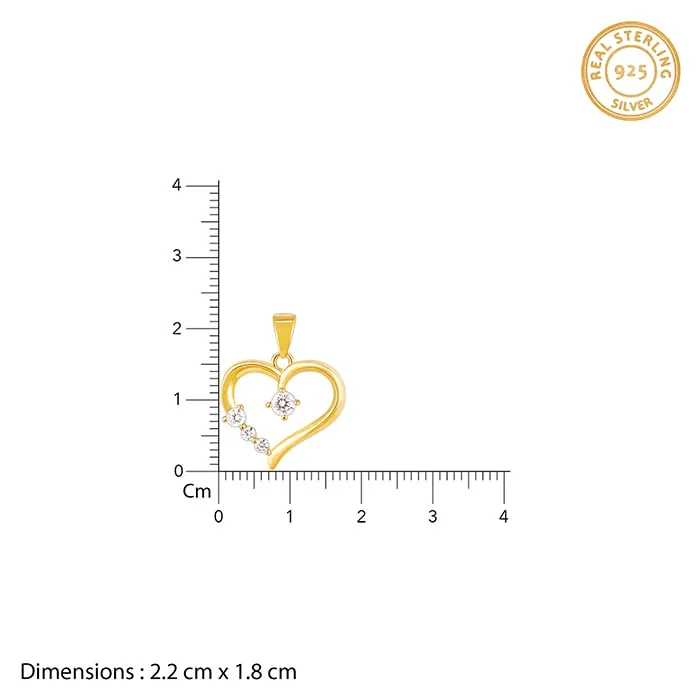 Golden Solitaire Heart Pendant with Link Chain Giva