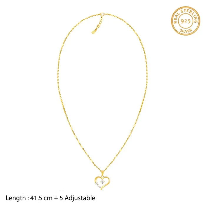Golden Solitaire Heart Pendant with Link Chain Giva