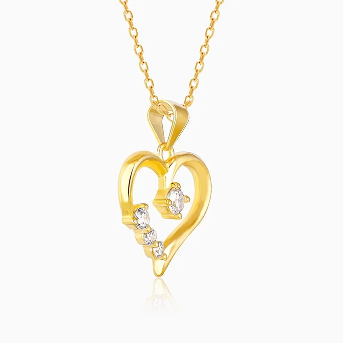 Golden Solitaire Heart Pendant with Link Chain Giva