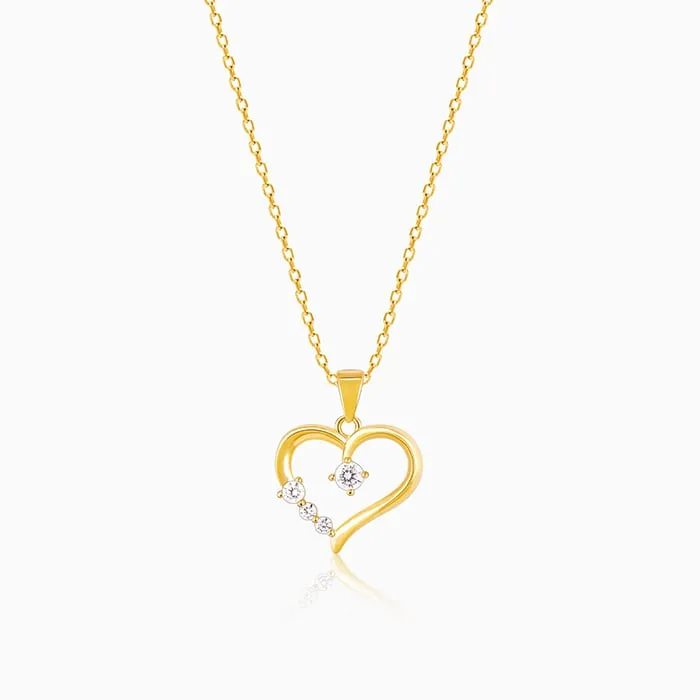 Golden Solitaire Heart Pendant with Link Chain Giva