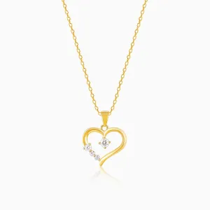 Golden Solitaire Heart Pendant with Link Chain Giva