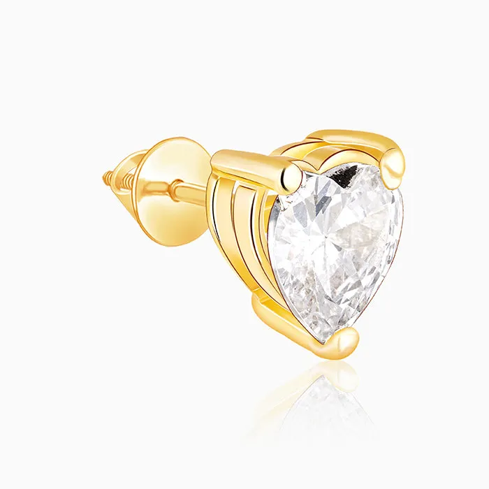 Golden Solitaire Heart Studs Giva