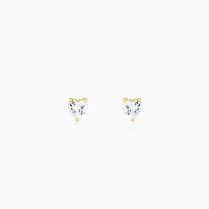 Golden Solitaire Heart Studs Giva