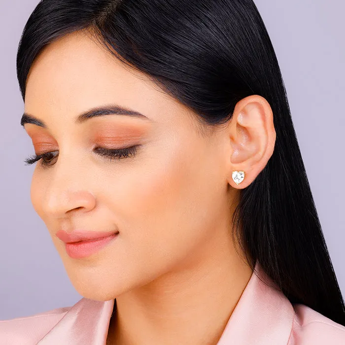 Golden Solitaire Heart Studs Giva
