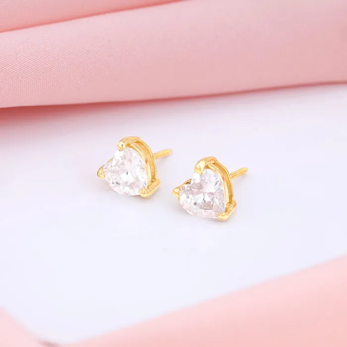 Golden Solitaire Heart Studs Giva