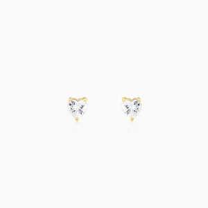 Golden Solitaire Heart Studs Giva