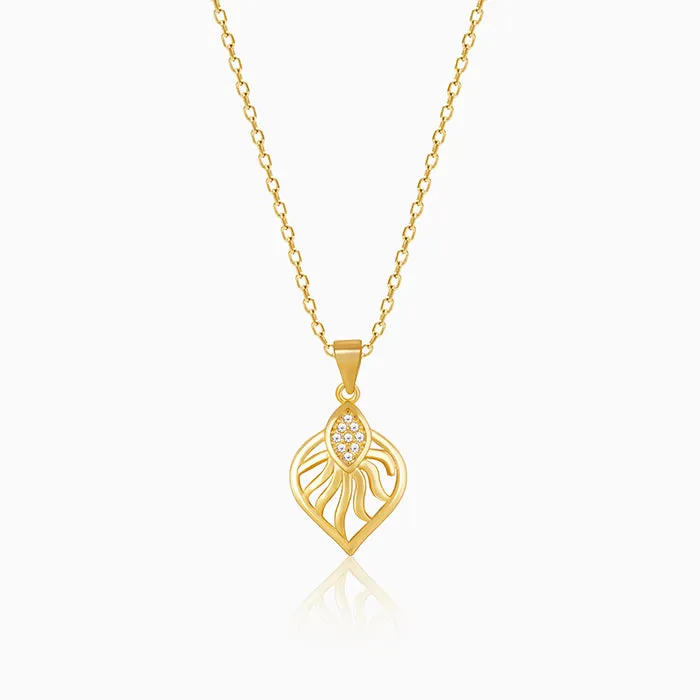 Golden Sun Leaf Pendant With Link Chain Giva