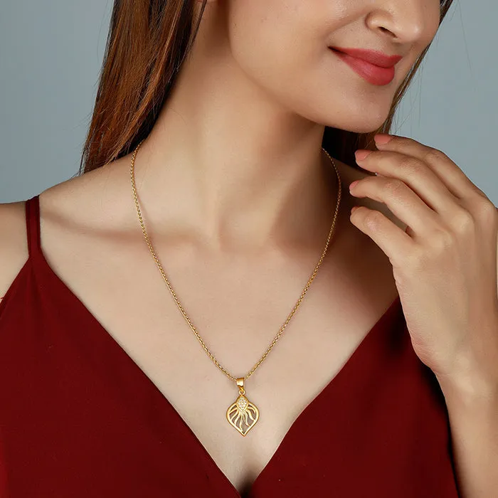 Golden Sun Leaf Pendant With Link Chain Giva