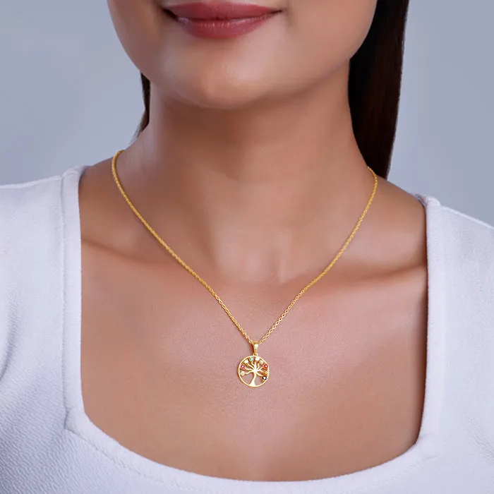 Golden Tree of Life Pendant With Link Chain Giva