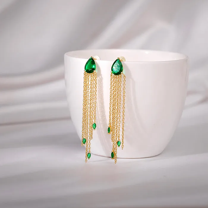Golden Verdant Onyx Danglers Giva