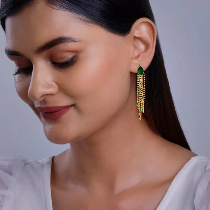Golden Verdant Onyx Danglers Giva