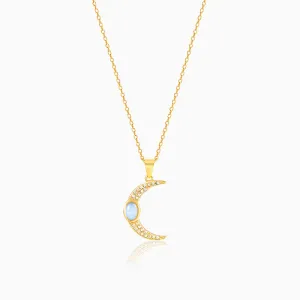 Golden Zircon Moon Pendant With Link Chain Giva