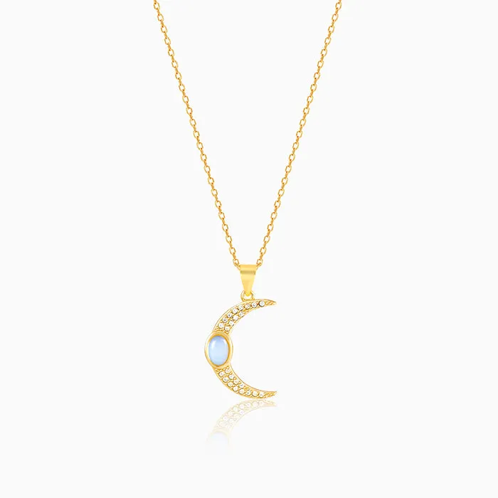 Golden Zircon Moon Pendant With Link Chain Giva