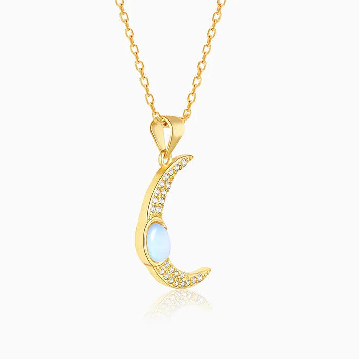 Golden Zircon Moon Pendant With Link Chain Giva