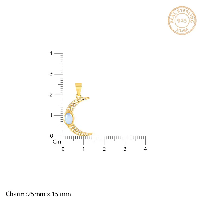 Golden Zircon Moon Pendant With Link Chain Giva
