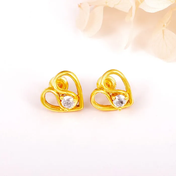 Golden Zircon Studded Heart Earrings Giva