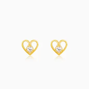 Golden Zircon Studded Heart Earrings Giva