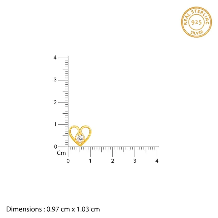 Golden Zircon Studded Heart Earrings Giva