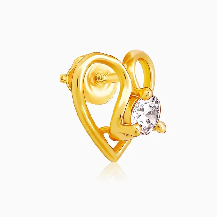 Golden Zircon Studded Heart Earrings Giva