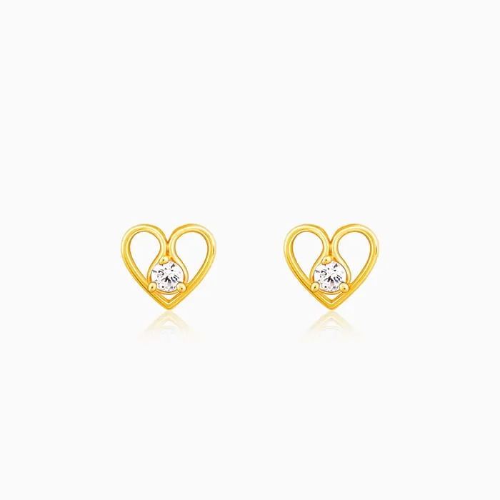 Golden Zircon Studded Heart Earrings Giva