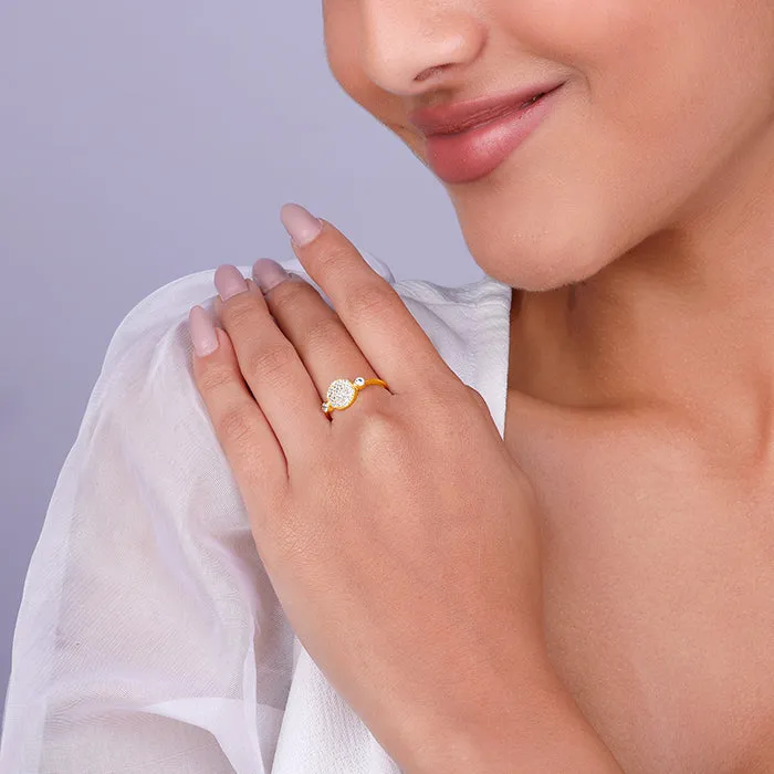 Golden Zirconia Brahma Kamal Ring Giva