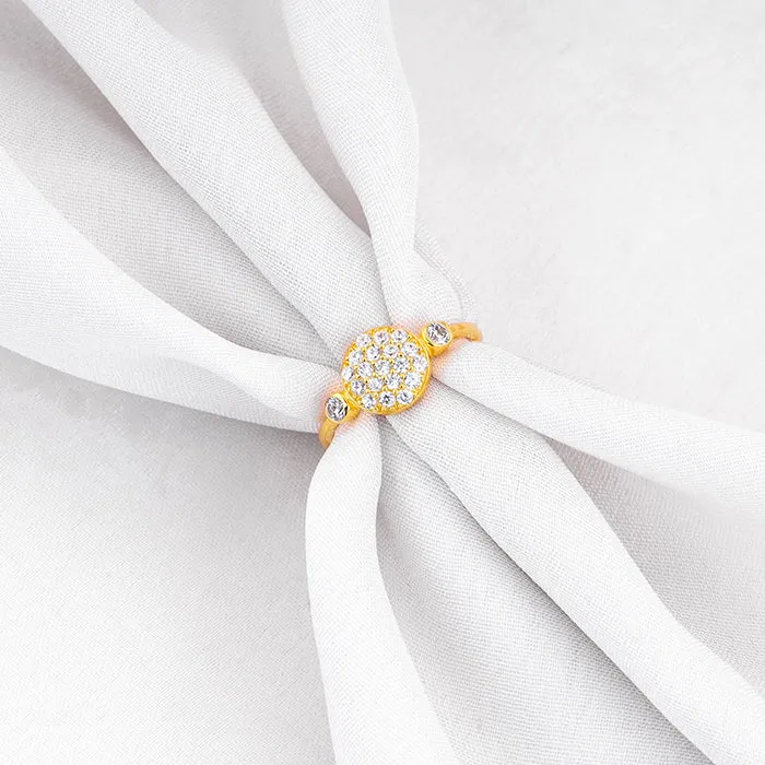 Golden Zirconia Brahma Kamal Ring Giva