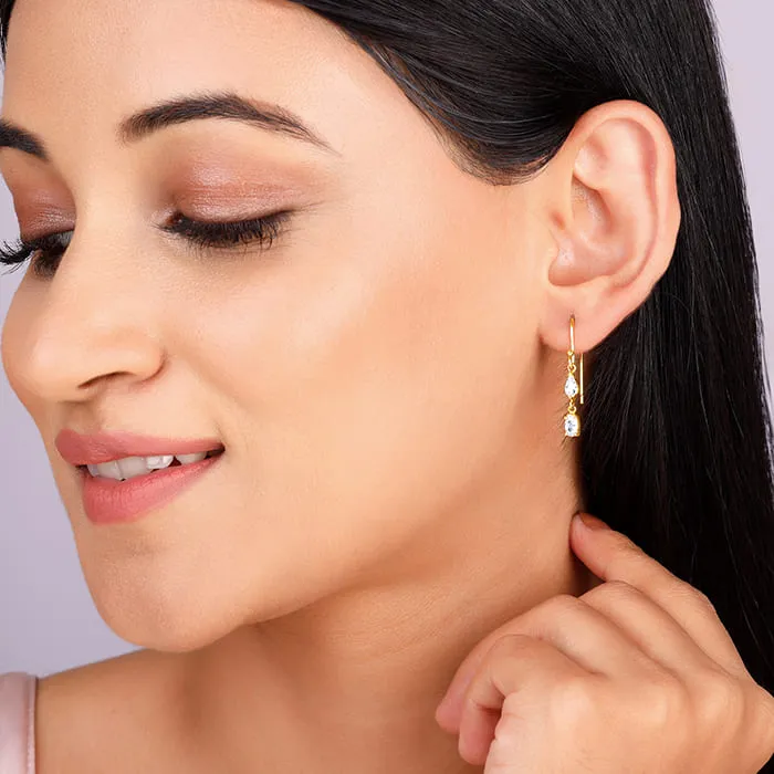 Golden Zirconium Moments Dangler Earrings Giva