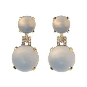 Goshwara Cabochon Moon Quartz & Diamond 18K Gold Drop Earrings Croghans