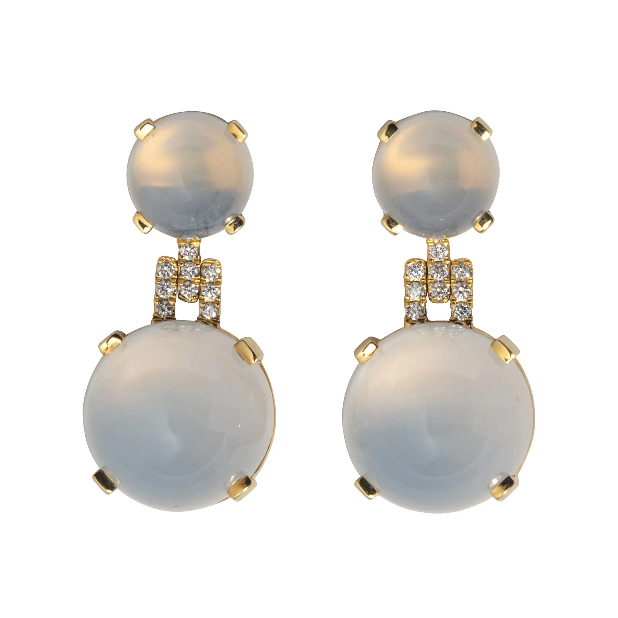 Goshwara Cabochon Moon Quartz & Diamond 18K Gold Drop Earrings Croghans