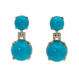 Goshwara Cabochon Turquoise & Diamond 18K Gold Drop Earrings Croghans