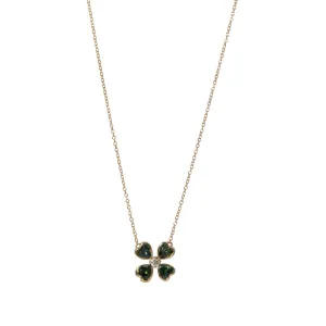 Green Sapphire & Diamond 14K Gold Four Leaf Clover Necklace Croghans