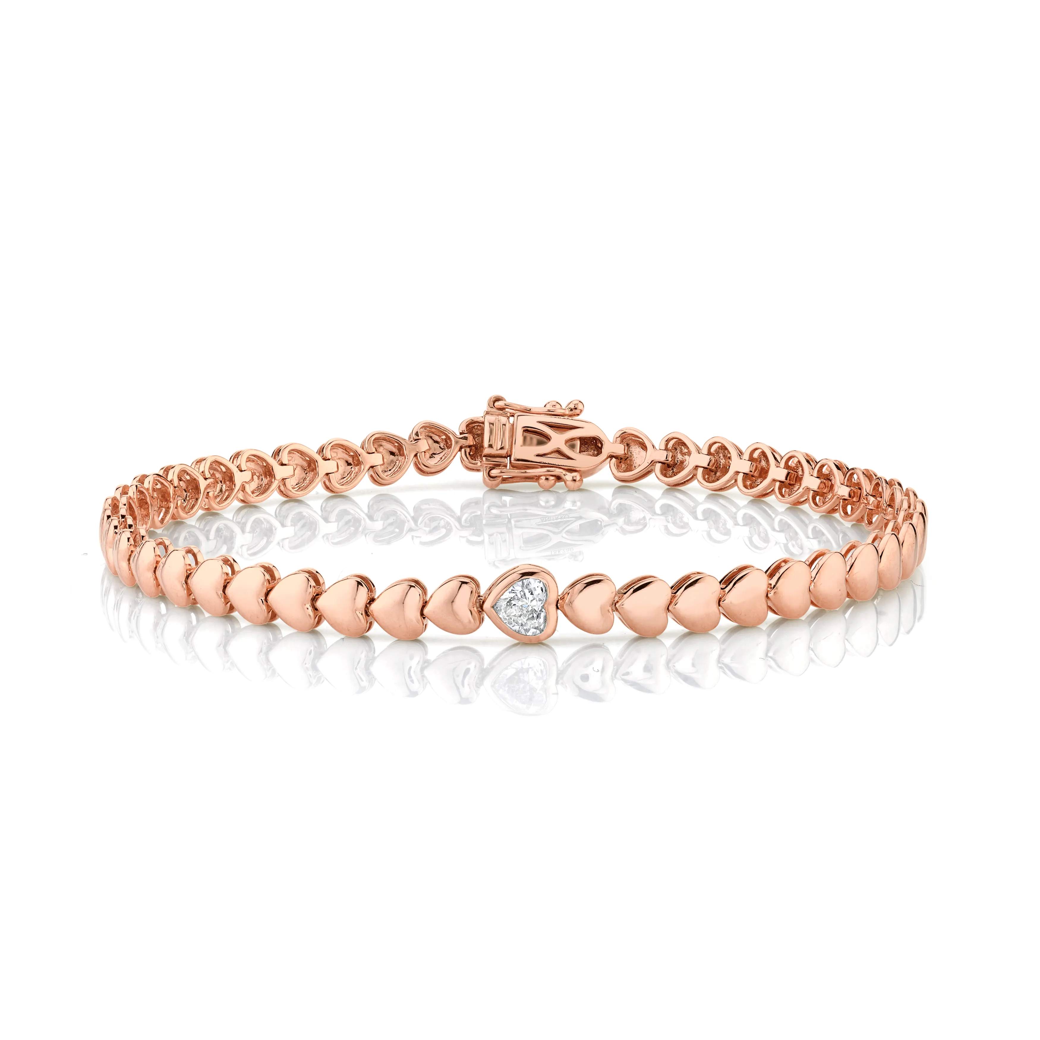 HEART WITH ONE BEZELED DIAMOND BRACELET Anita Ko