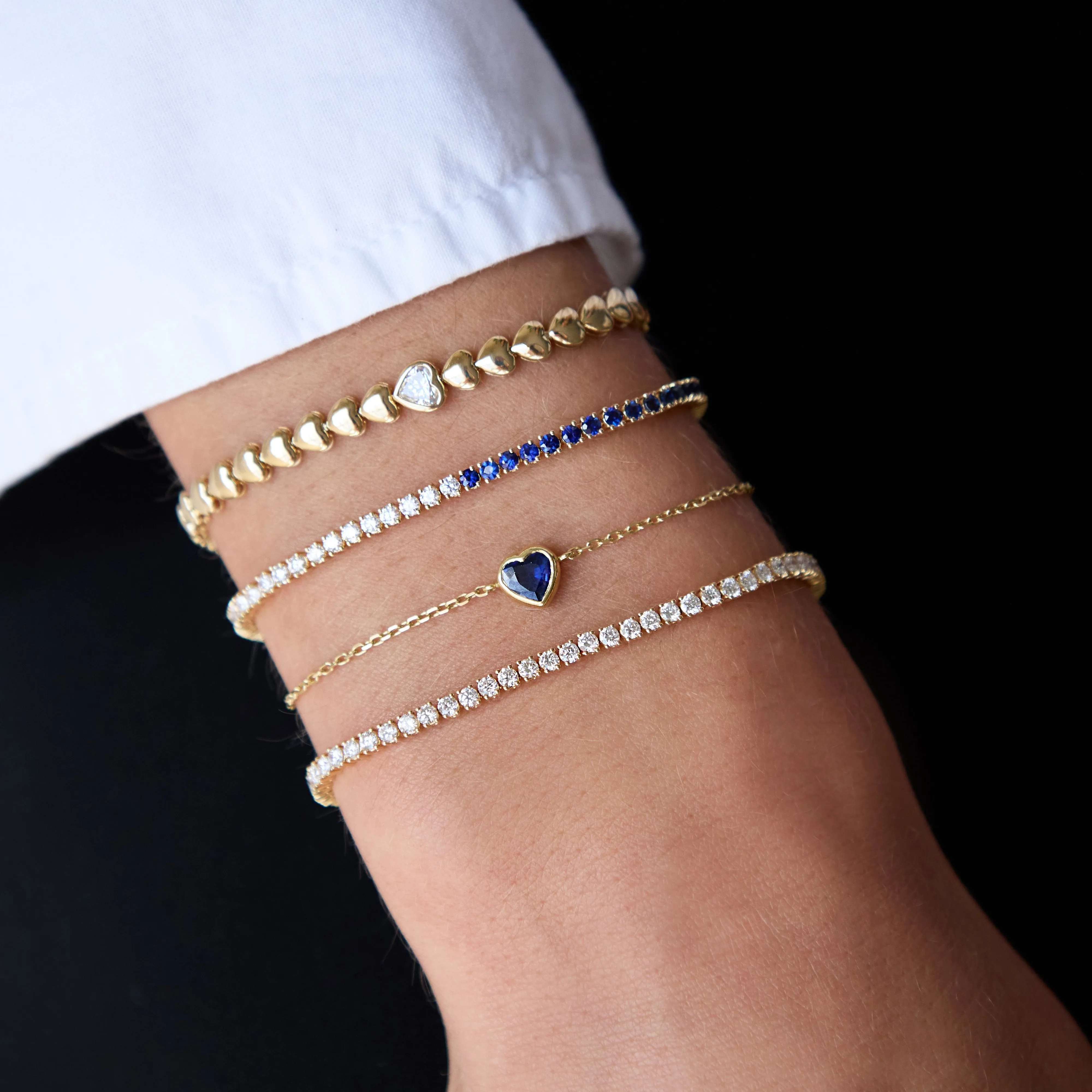 HEART WITH ONE BEZELED DIAMOND BRACELET Anita Ko