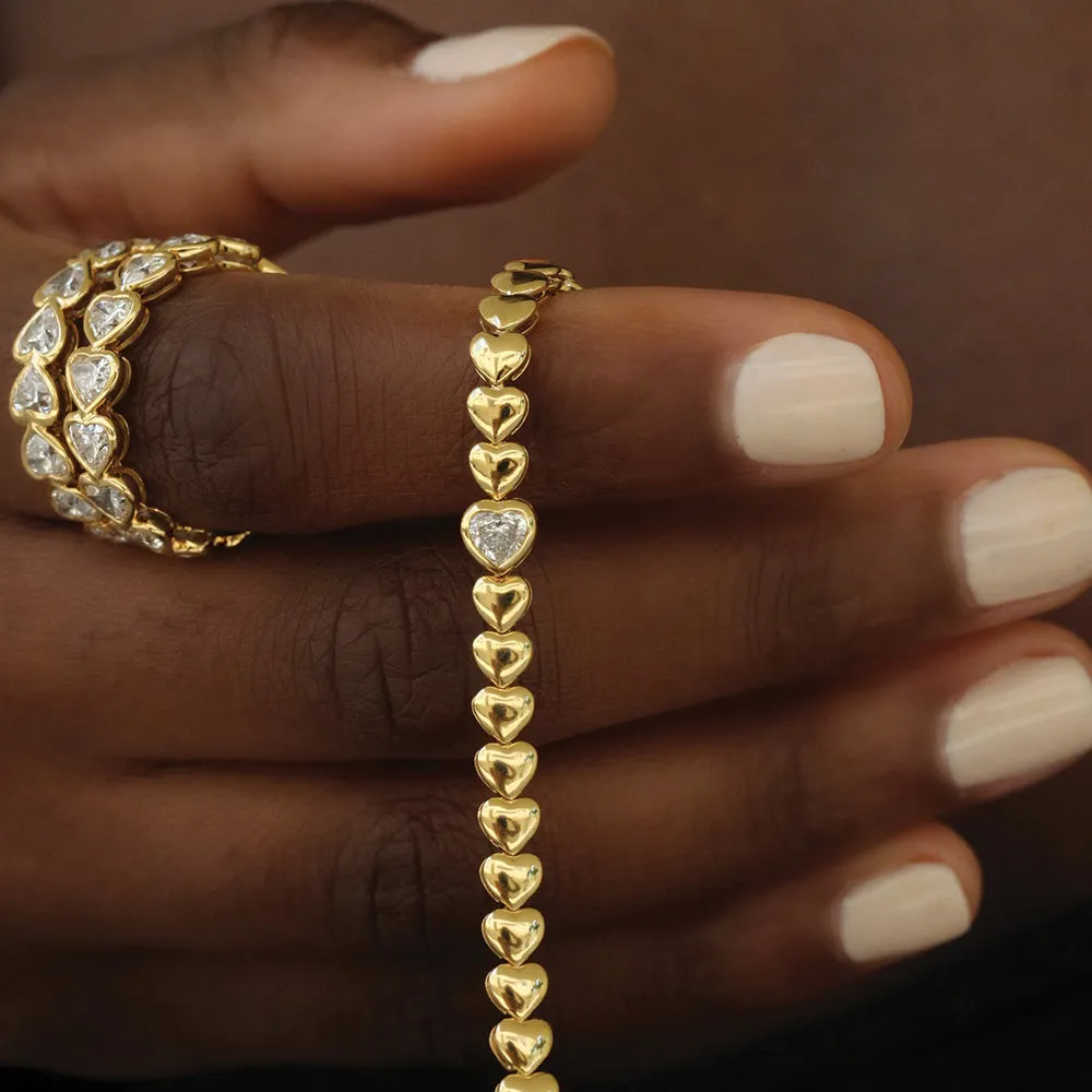 HEART WITH ONE BEZELED DIAMOND BRACELET Anita Ko