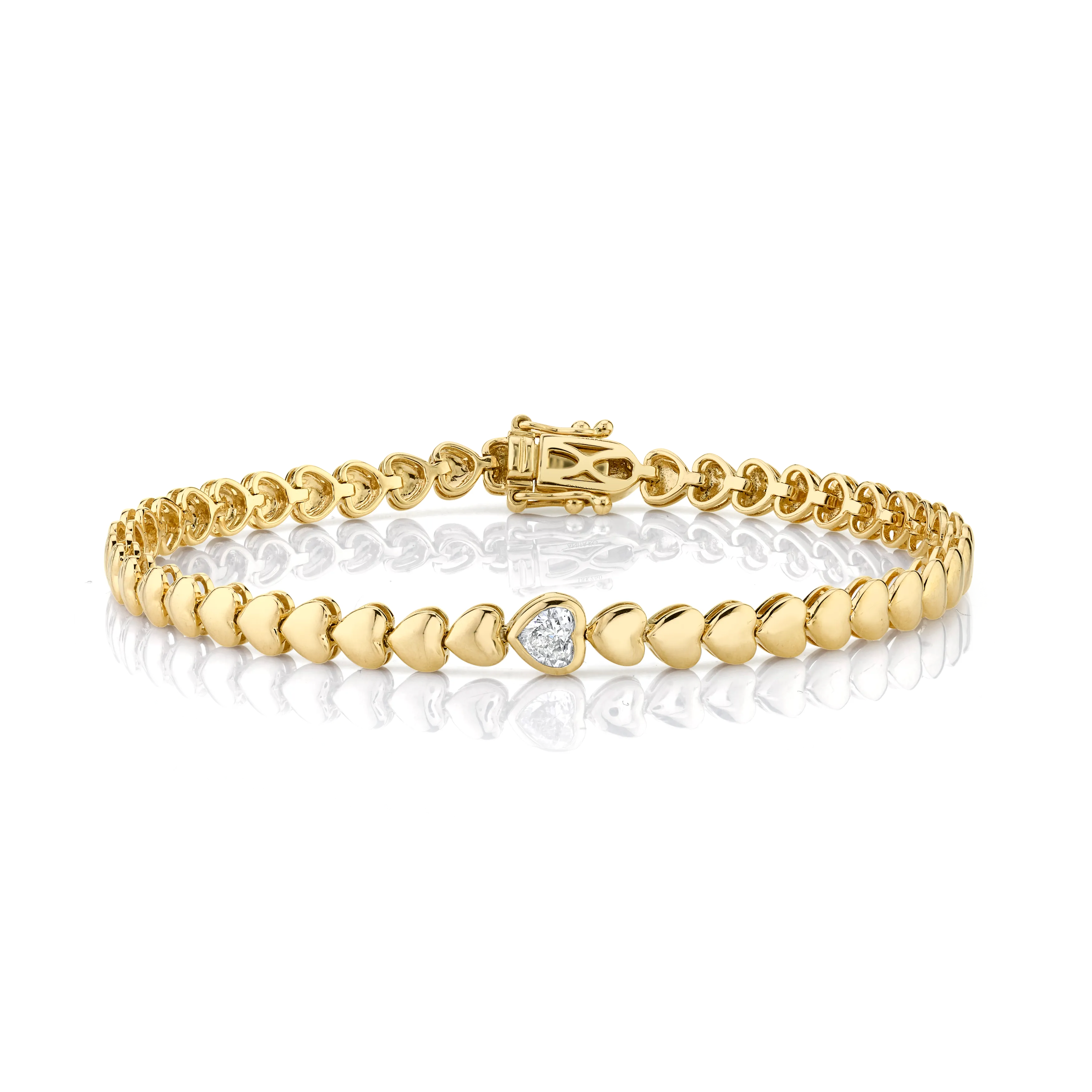 HEART WITH ONE BEZELED DIAMOND BRACELET Anita Ko